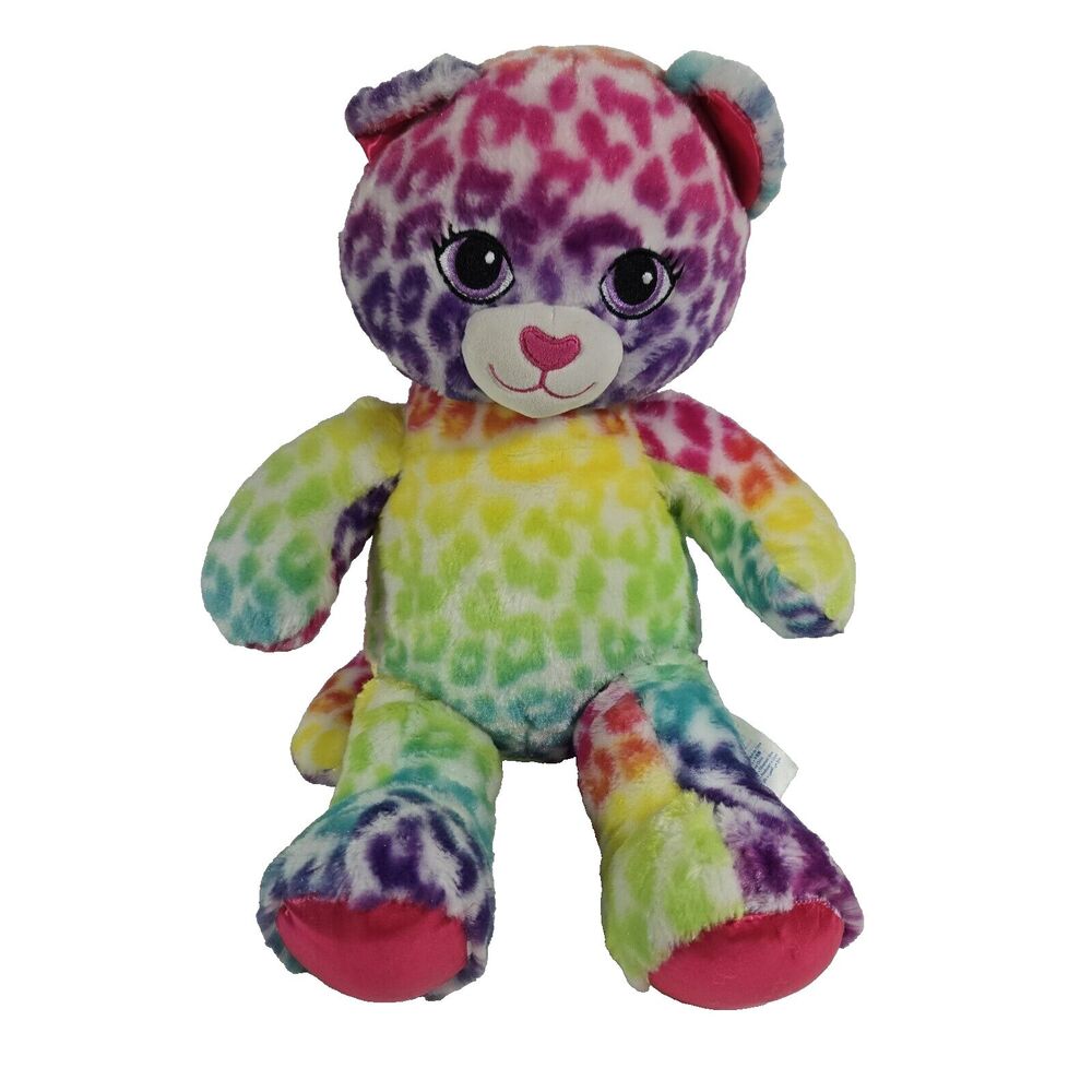 BAB Build A Bear Rainbow Leopard Plush Lisa‎ Frank Inspired 15 Inch